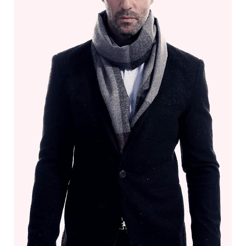 Men's Scarf, Fashion Cashmere Feel Scarves for Men Winter Autumn with Tassels Fringes Long