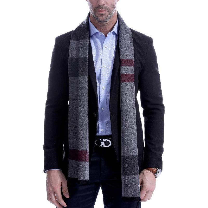 Men's Scarf, Fashion Cashmere Feel Scarves for Men Winter Autumn with Tassels Fringes Long