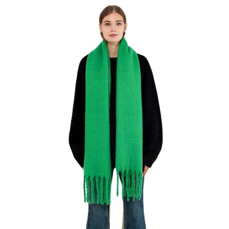 Solid Color Tassel Decor Scarf, Casual Soft Warm Shawl for Women & Men, Fashion Accessories for Daily Wear, Elegant Scarf for Winter