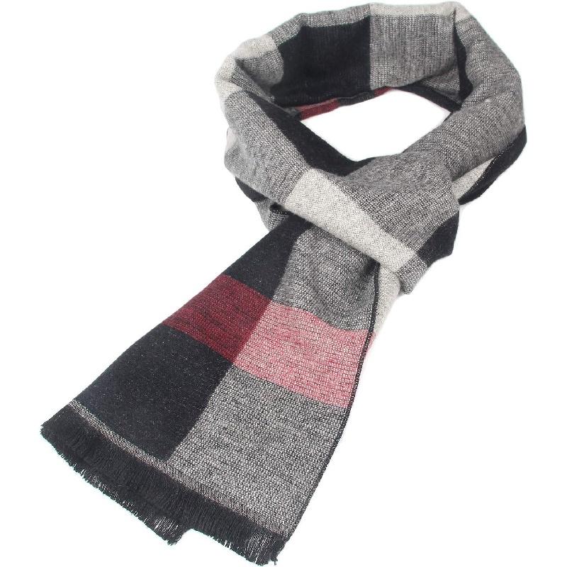 Men's Scarf, Fashion Cashmere Feel Scarves for Men Winter Autumn with Tassels Fringes Long