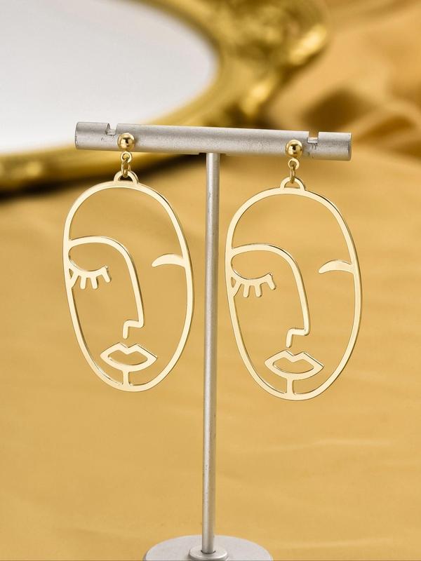 Hollow Out Face Design Dangle Earrings, Fashionable Jewelry for Women, Fashion Jewelry for Party, Daily Clothing Decor, Birthday Gift