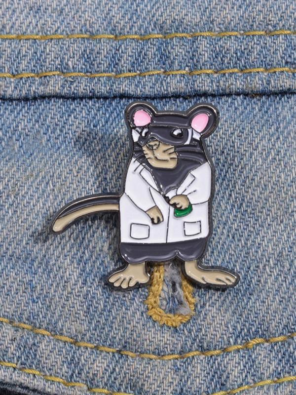 Unisex Cute Mouse Design Brooch Pin, Trendy Animal Feature Clothes Pins, Fashionable Cute Kawaii Clothes Accessories for Women & Men for Daily & Xmas Party Decor