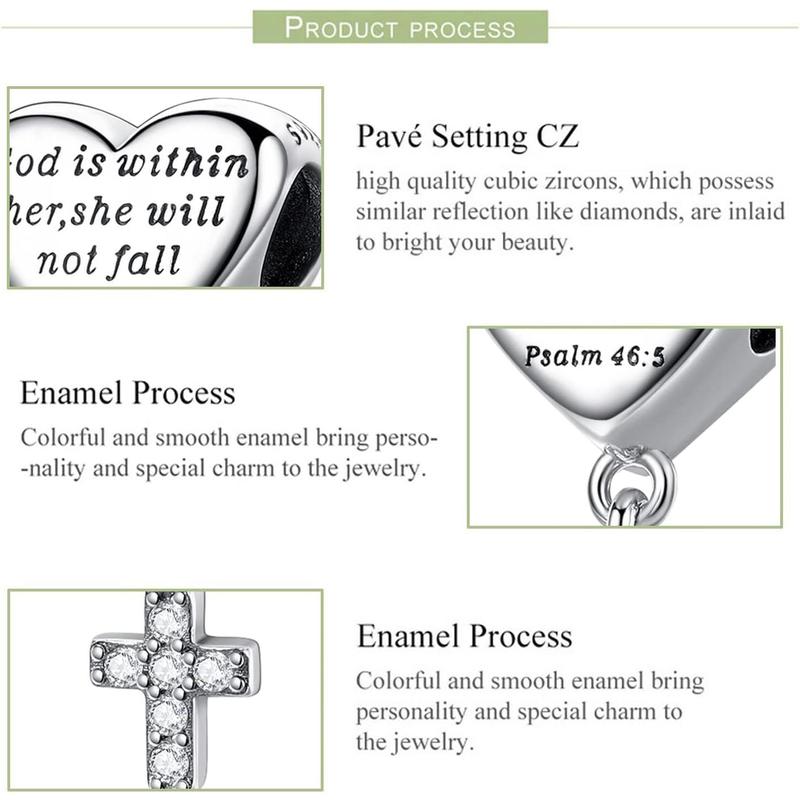 Cross Charm Fit Pandora Charms Bracelet Love Heart Christian Bible Verse Charms Prayer Faith Religious Jewelry Gifts for Women