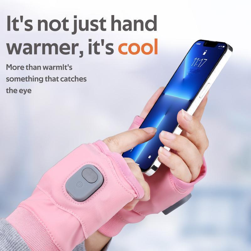 Portable Heating Gloves with Digital Display, 1 Pair Rechargeable Hand Warmer, Heated Gloves with 3 Temperature Modes for Home Use,Heated Fingerless Gloves for Women and Men with 1800mah Battery Electric Fingerless Heating Writing Gloves for Students