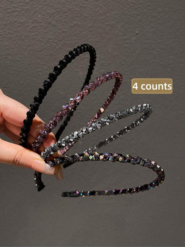 Rhinestone Decorated Hair Hoop, Fashionable Hair Accessories for Women & Girls, Minimalist Headwear Suitable for Thick Hair