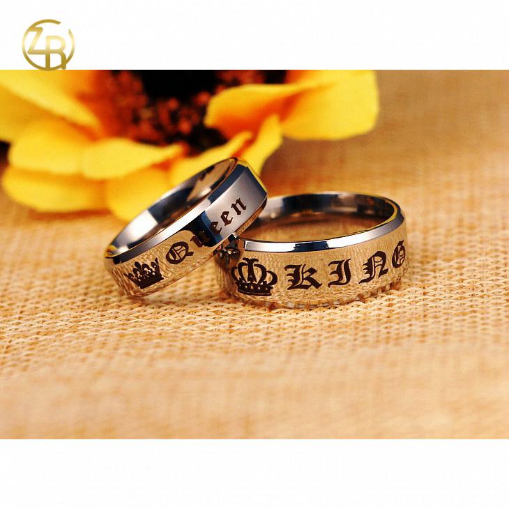 KING & QUEEN Couple Rings | Titanium Steel Unisex Bands in Black, Silver, and Golden | Promise Rings | Perfect Gift for Boyfriend & Girlfriend     SF-169