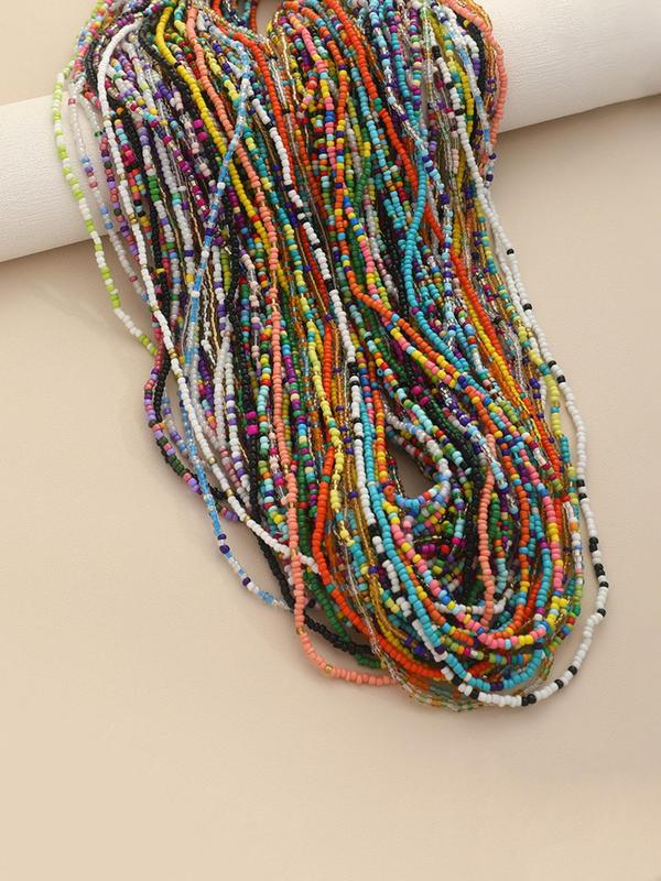 Random Color Beaded Colorful Waist Chain, 2024 Trendy New Stylish Boho Style Decorative Body Jewelry for Women & Girls, Classic Fashion Accessories for Daily Wear