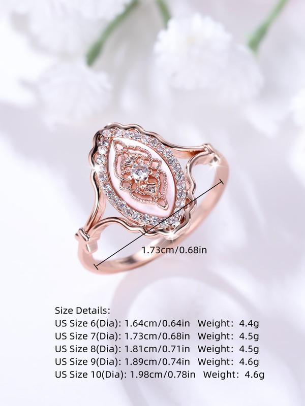 Women's Trendy Rhinestone Decorated Promise Ring As Gift, Exquisite Luxury Engagement Ring, Fashionable Matching Jewelry for Daily & Party Decoration