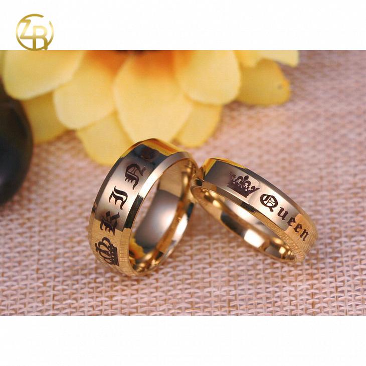 KING & QUEEN Couple Rings | Titanium Steel Unisex Bands in Black, Silver, and Golden | Promise Rings | Perfect Gift for Boyfriend & Girlfriend     SF-169