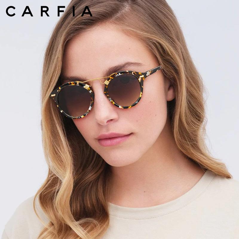 CARFIA Italy Small Polarized Sunglasses for Women UV Protection，Retro Women's Mirrored Pink Shades Driving Acetate Eyewear，Summer 2024 Beach Trends Sunnies