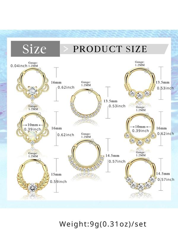 Rhinestone Decorated Nose Ring, Stainless Steel Nose Cuff, Body Piercing Jewelry for Women & Men, Trendy All-match & Exquisite Jewelry for Birthday Gift