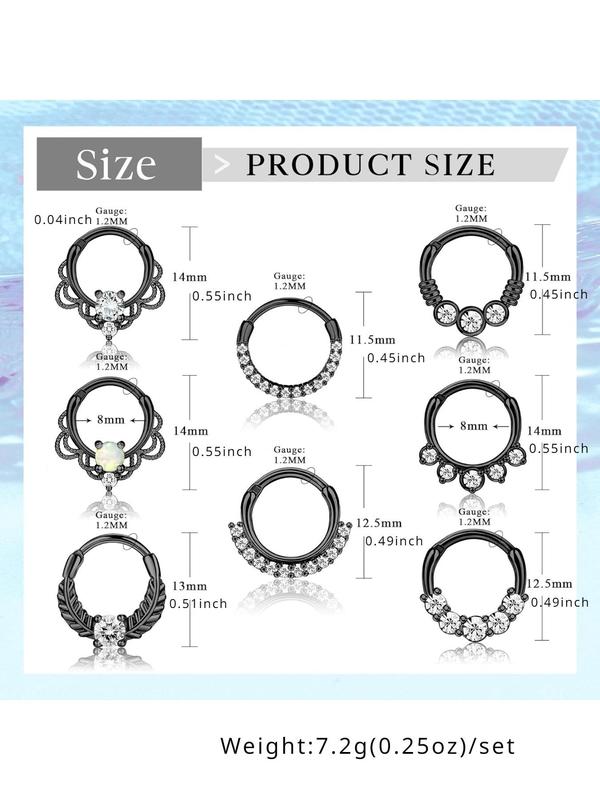 Rhinestone Decorated Nose Ring, Stainless Steel Nose Cuff, Body Piercing Jewelry for Women & Men, Trendy All-match & Exquisite Jewelry for Birthday Gift