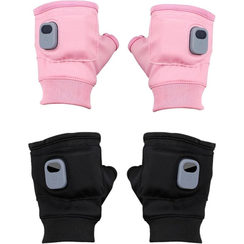 Portable Heating Gloves with Digital Display, 1 Pair Rechargeable Hand Warmer, Heated Gloves with 3 Temperature Modes for Home Use,Heated Fingerless Gloves for Women and Men with 1800mah Battery Electric Fingerless Heating Writing Gloves for Students