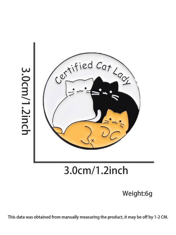 Cute Cat & Letter Design Brooch, Fashion Alloy Accessories for Women & Men, Enamel Pin Suitable for Backpacks, Jeans, Scarves, Hats Decoration Fixed Buckle, Casual Alloy Jewelry for Men & Women