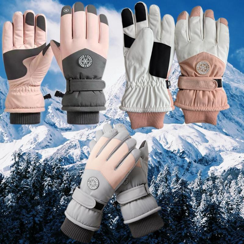 Outdoor Winter Ski Gloves, 3 Pairs Non-slip Plus Fleece Thickened Warm Touch Screen Windproof Waterproof Gloves, Sports & Outdoor Accessories