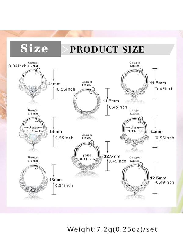 Rhinestone Decorated Nose Ring, Stainless Steel Nose Cuff, Body Piercing Jewelry for Women & Men, Trendy All-match & Exquisite Jewelry for Birthday Gift