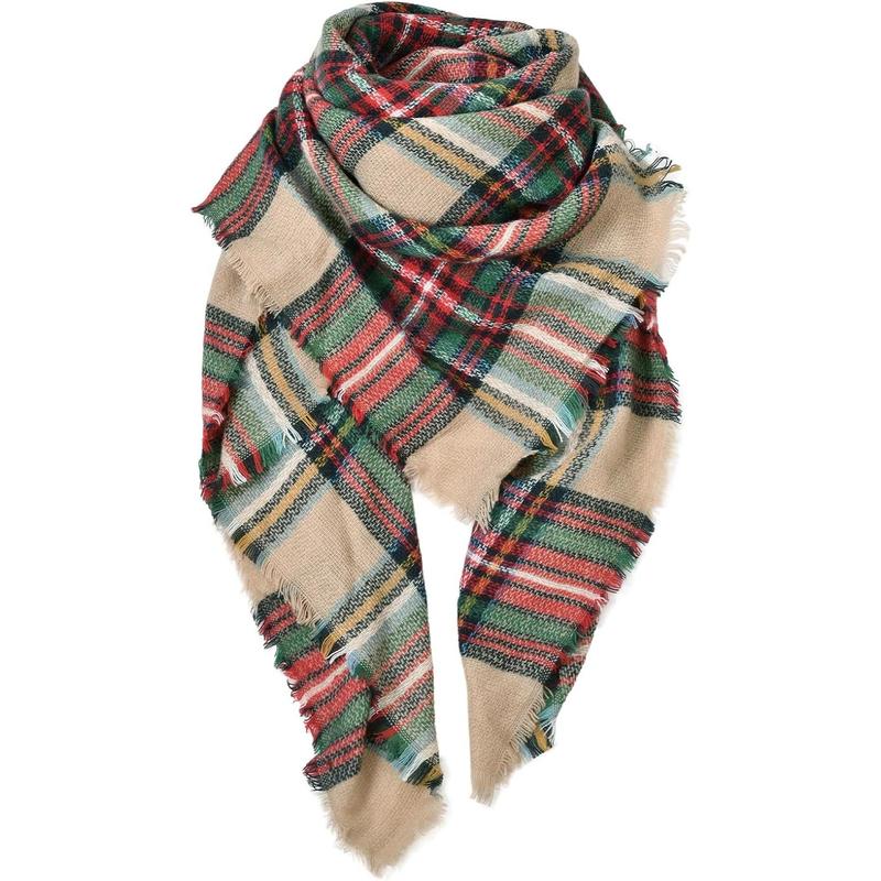 Women's Fall Winter Scarf Scarves for Women Gifts Plaid Blanket Scarf Soft Chunky Large Blanket