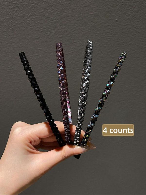 Rhinestone Decorated Hair Hoop, Fashionable Hair Accessories for Women & Girls, Minimalist Headwear Suitable for Thick Hair