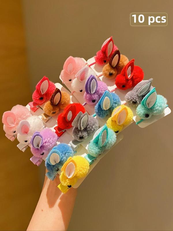 Cute Rabbit Design Hair Tie Hair Clip Set, Colorful Hair Accessories for Women & Girls, Minimalist Headwear Suitable for Thick Hair