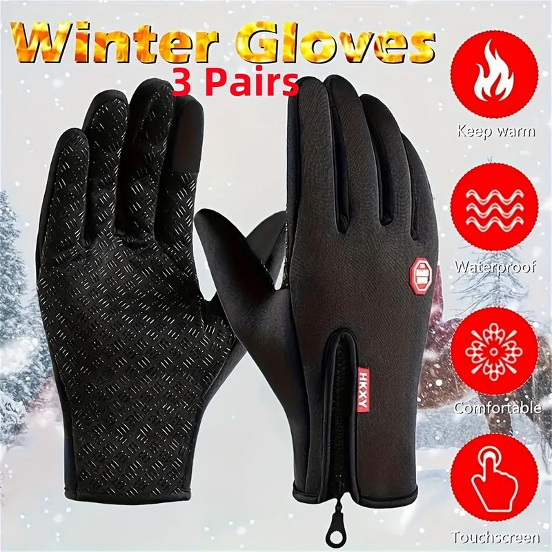 3 Pairs of Windproof, Waterproof and Warm Gloves, Effective Heat Insulation, Touch Screen, Comfortable and Breathable, Suitable for Riding