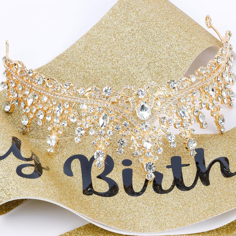 Birthday Crown for Women and It's My Birthday Sash, Birthday Tiaras Set for Girls Happy Birthday Decorations Birthday Headbands Girls Gifts Birthday Accessories for Her Birthday Party ()