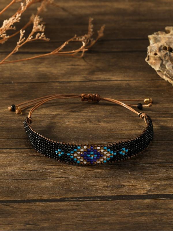 Boho Style Beaded Decor Bracelet, Rice Beads Hand-woven Bracelet, Girls Birthday Gift, Vintage Jewellery for Women & Men, Fashion Accessories for Daily Wear