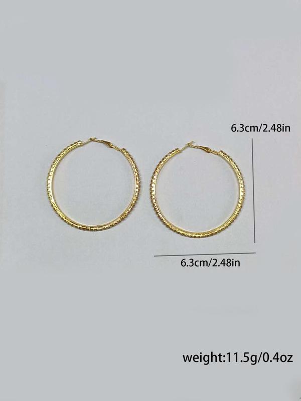 Women's Elegant Rhinestone Decor Hoop Earrings, 1 Pair Fashion Glittering Hoop Earrings for Party, Daily Decor, Trendy All-match Luxury Jewelry As Birthday Gift for Women & Girls