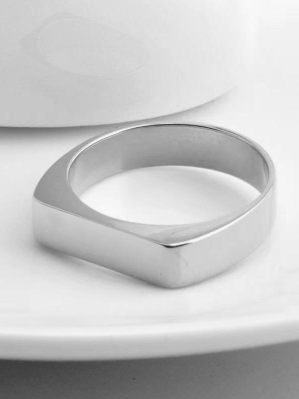 Minimalist Stainless Steel Promise Ring for Her & Him, Asymmetrical Design Simple Engagement Ring, Fashion Women & Male Accessories As Gift, Vintage Rings Jewelry for Both Men & Women