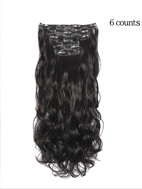 Long Wavy Clip-in Hair Extensions, Natural Fluffy Synthetic Hair Extensions for Women, Synthetic Hair Piece for Daily Use