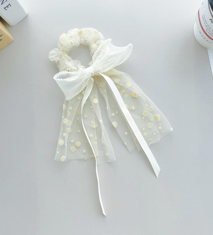 4 Pcs Hair Scrunchies with Ribbon Bow Long Hair Band Knotted Hair Bows Scrunchies floral hair scrunchies ribbon lace hair scrunchies with bowknot bowtie set