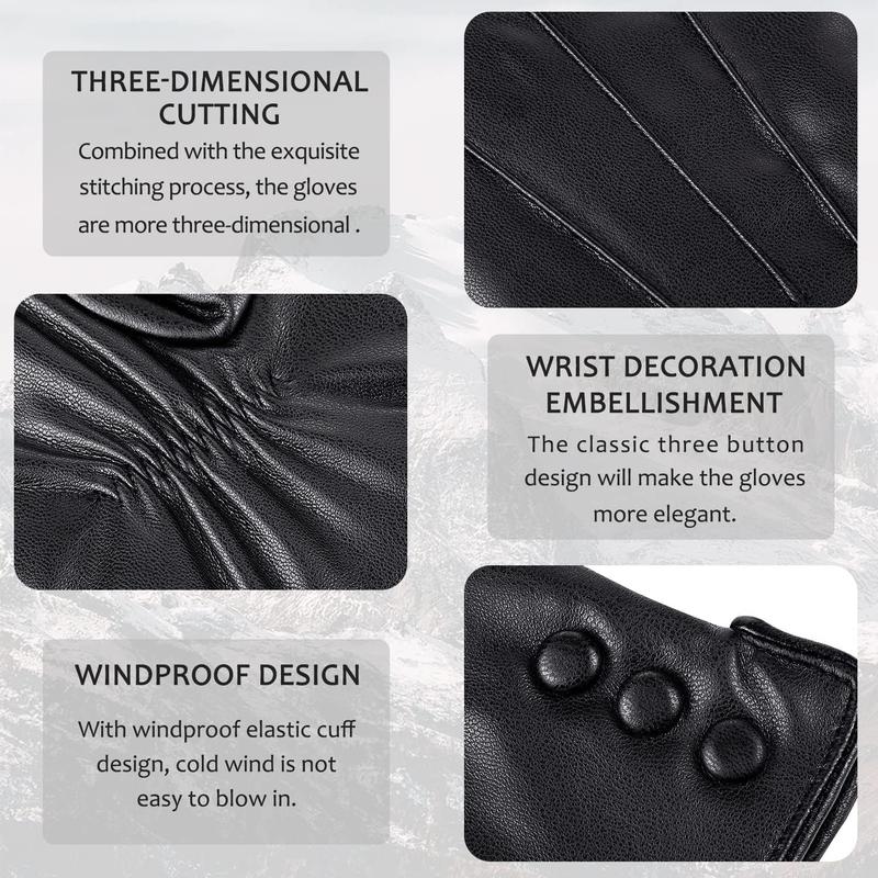 Leather Gloves for Women Winter Warm Gloves Touch Screen Warm Wool Lined Texting Driving Gloves