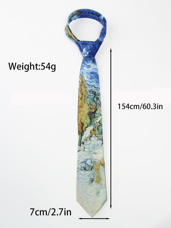 Unisex Street Style Colorblock Oil Painting Print Tie, Casual Trendy Tie for Work & Daily Wear, Fashion Accessories for Men & Women