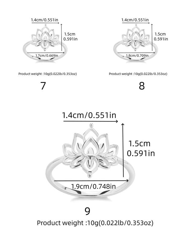 Elegant Lotus Flower Design Ring, 2024 New Trendy Stainless Steel Jewelry for Women, Fashion Accessories for Daily Wear