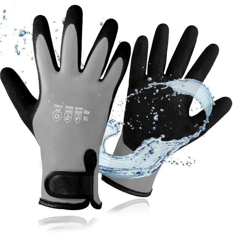 Waterproof Gloves for Men & Women,Winter Work Gloves for Cold Weather,Waterproof Work Gloves with Grip,Winter Freezer Gloves for Working,Gardening, Fishing, Construction Worker (Grey,Large)