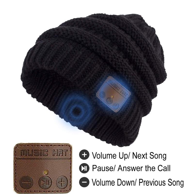 Wireless Music Hat for Men Women Chritmas Gift Winter Warm Soft Knit Cap Beanie with Wireless Headphone Headset Stereo HD Speaker Mic Boys Girls hat.christmas gift ideas Black Friday Deals tiktok shop store