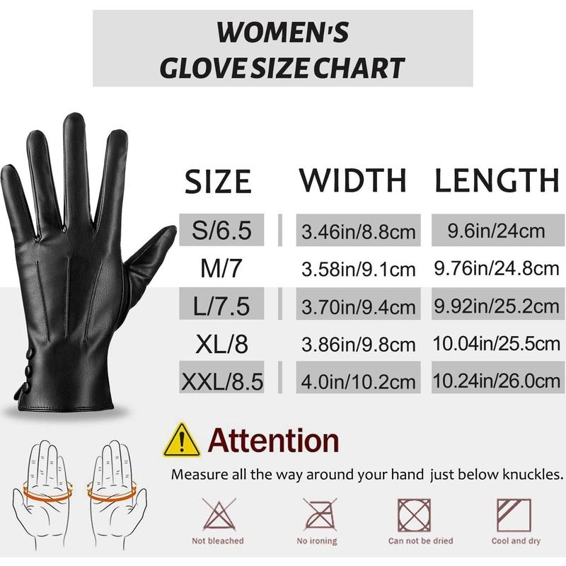 Leather Gloves for Women Winter Warm Gloves Touch Screen Warm Wool Lined Texting Driving Gloves