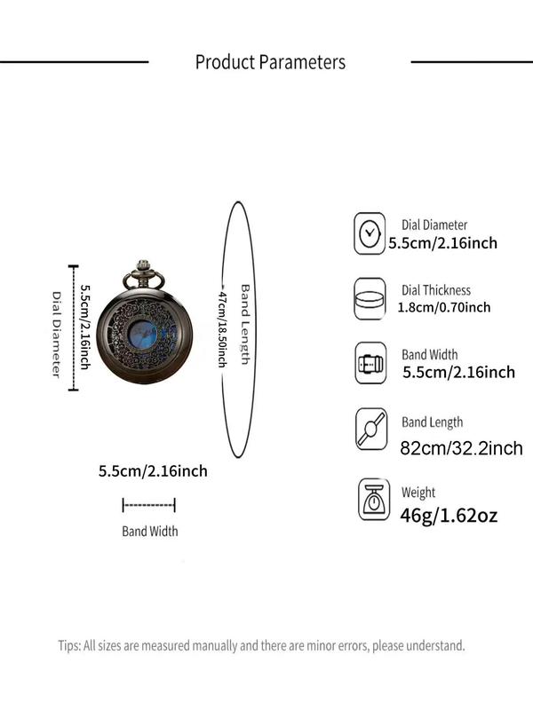 Vintage Hollow Out Design Quartz Pocket Watch, Fashionable Round Dial Analog Watch for Women & Girls, Trendy  Exquisite Watch for Birthday Gift without Box