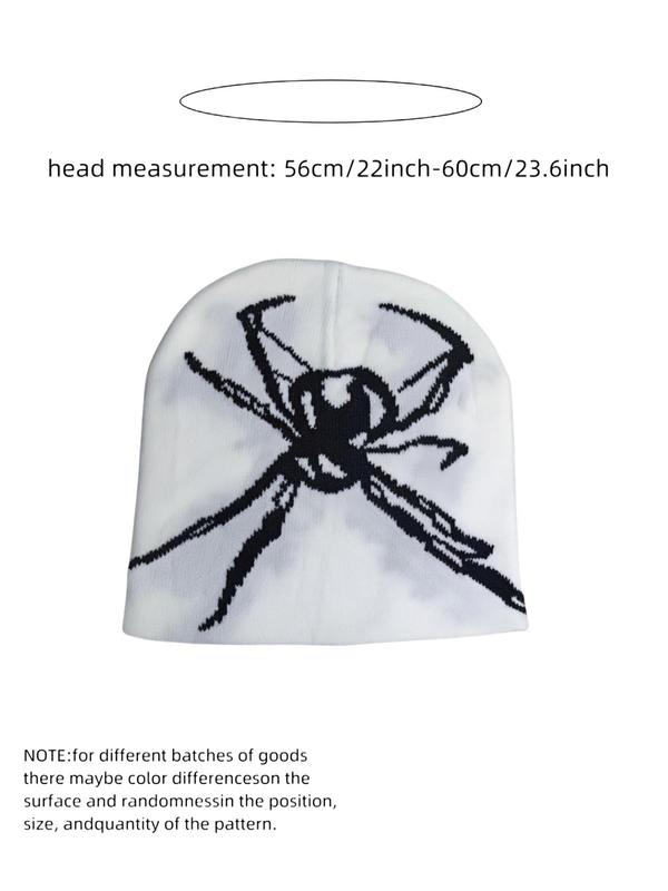 2024 New Trendy Spider Web Beanie Hat for Men & Women, Casual Street Trendy Warm Knit Fitted Y2k Beanies Hat for Fall & Winter, Unisex Graphic Beanie for Daily Wear, Men's Hat