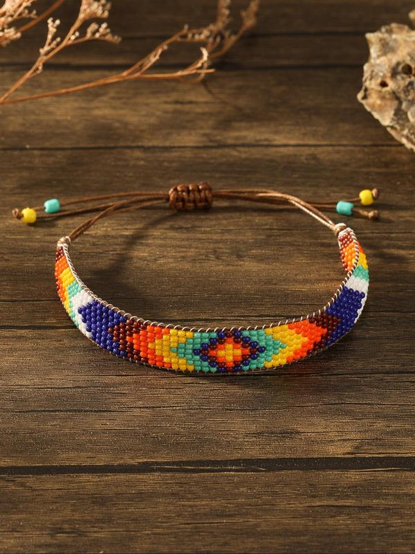 Boho Style Beaded Decor Bracelet, Rice Beads Hand-woven Bracelet, Girls Birthday Gift, Vintage Jewellery for Women & Men, Fashion Accessories for Daily Wear