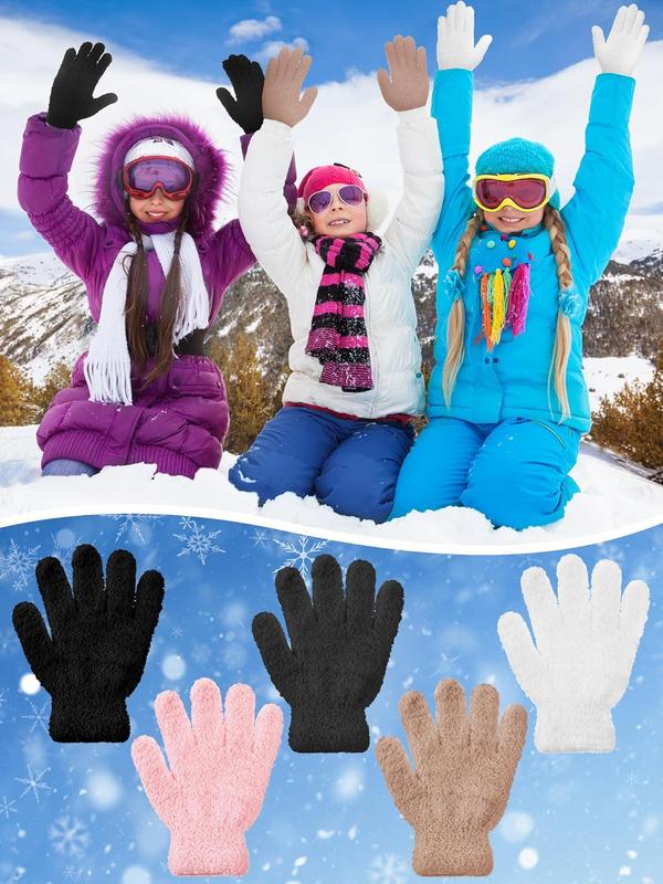 5 Pairs  Gloves  Knitted Gloves Full Finger Winter Warm Gloves Mittens for