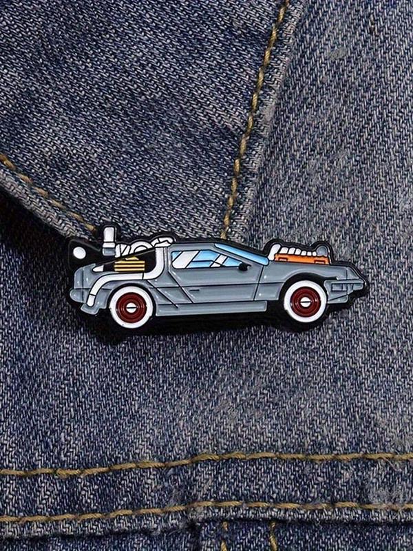 Back To The Future Car Design Brooch, Car Shape Lapel Pin, Alloy Badge Pin Accessories for Men, Ideal Choice for Gifts