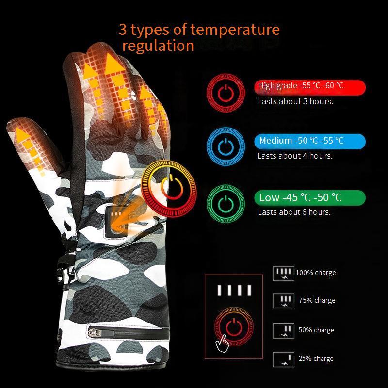 Five-finger heat gloves capable of bee charged by a touch screen, and electric heating warm-keeping gloves capable of bee heated by three gears for winter sports and skiing