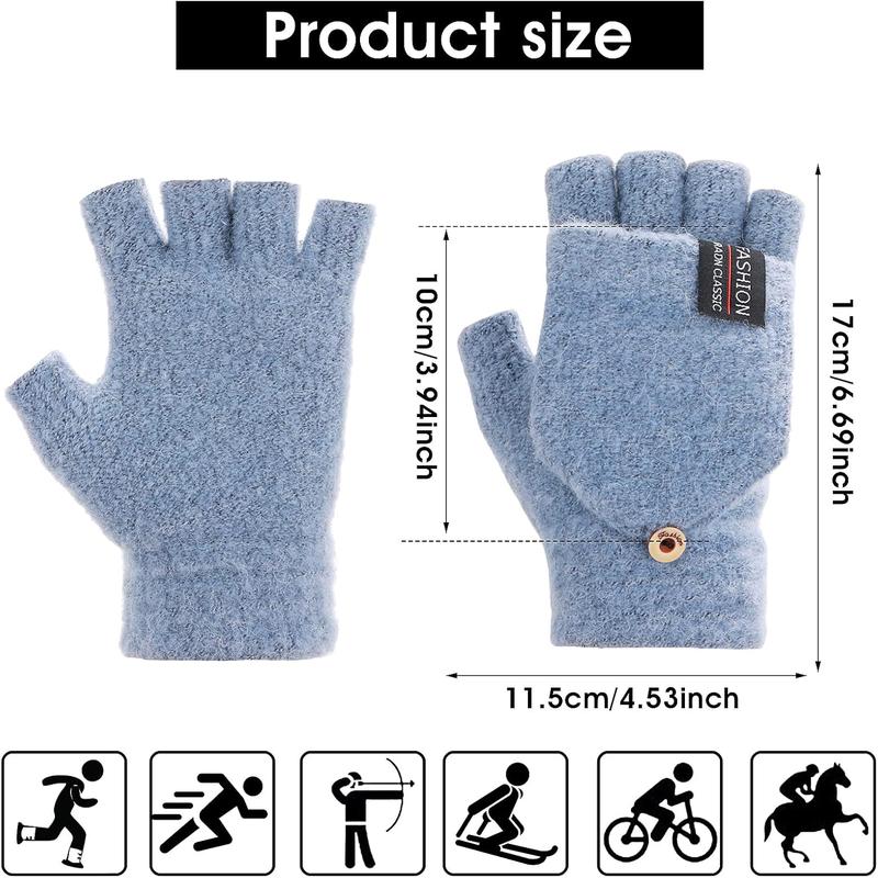 Fingerless Gloves for Women and Men, Winter Gloves Warm  Knit Flip Fingerless Gloves with Cover Convertible Mittens