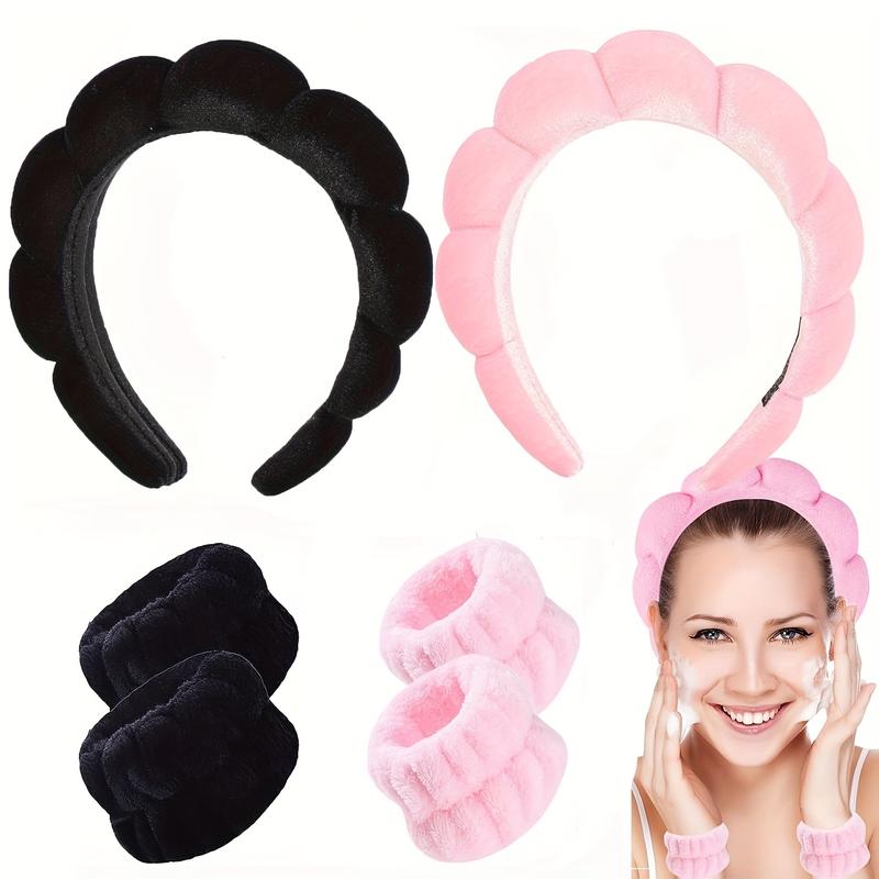 3pcs 6pcs Spa Headband Set, Makeup Facial Hair Accessories with Wristband for Washing Face Spa Skincare Wear