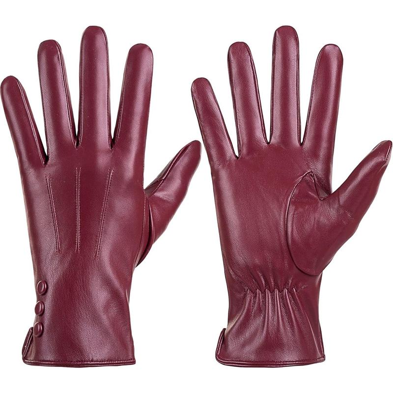 Leather Gloves for Women Winter Warm Gloves Touch Screen Warm Wool Lined Texting Driving Gloves