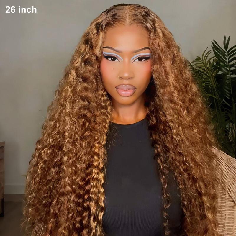 BGMgirl Brown Highlight Deep Wave 6*4 Wear Go Glueless Pre Plucked Pre Cut Lace Closure Wig Glueless Human Hair Wig