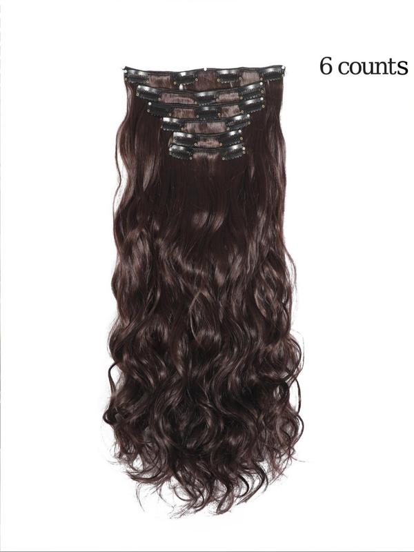 Long Wavy Clip-in Hair Extensions, Natural Fluffy Synthetic Hair Extensions for Women, Synthetic Hair Piece for Daily Use