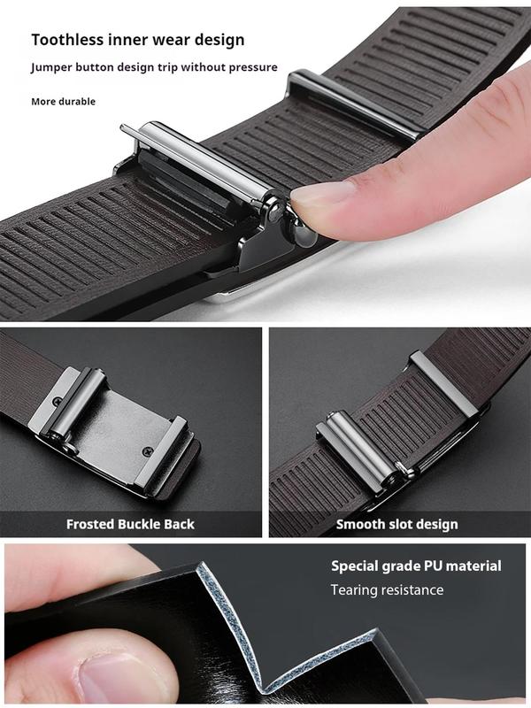 Men's Business Fashion H Buckle Belt, Casual Waistband for Jeans Trousers, Daily Clothing Decoration, Trendy All-match & Exquisite Belt for Birthday Gift