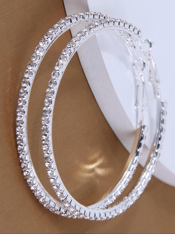 Women's Elegant Rhinestone Decor Hoop Earrings, 1 Pair Fashion Glittering Hoop Earrings for Party, Daily Decor, Trendy All-match Luxury Jewelry As Birthday Gift for Women & Girls