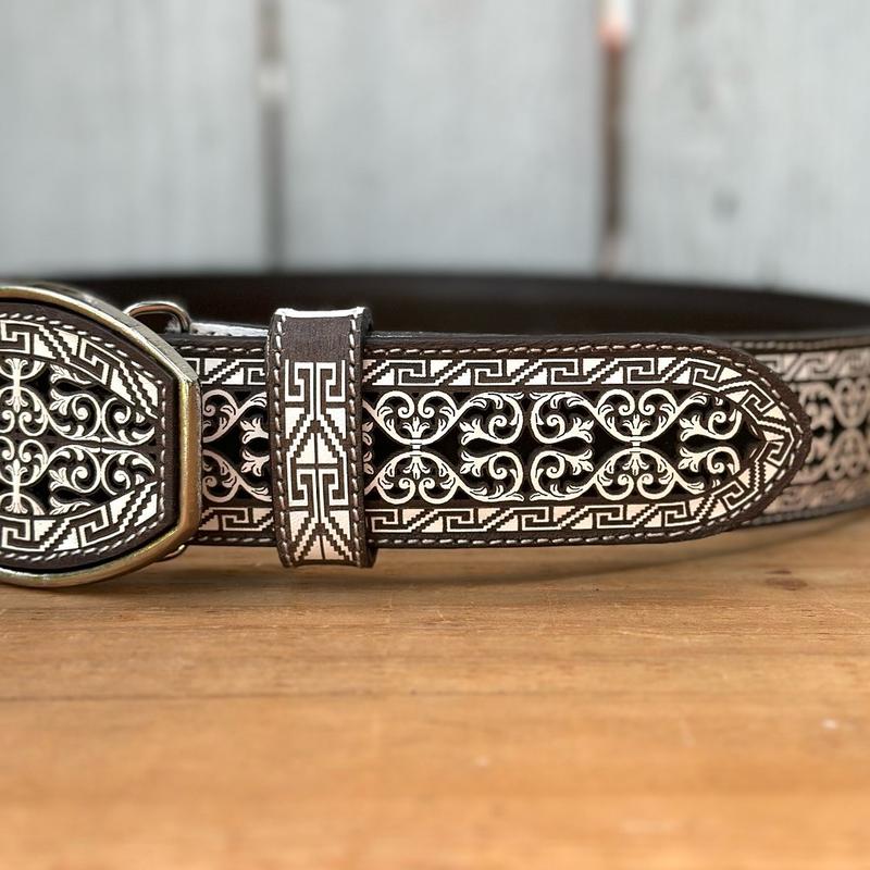 Cinturón “Greco” Laser Cut de Piel para Hombre - Hecho en México